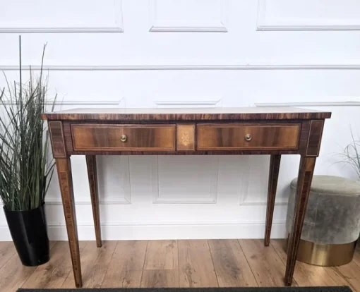 Pamono Italian Walnut Marquetry Desk, 1980s Hot