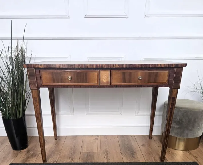 Pamono Italian Walnut Marquetry Desk, 1980s Hot
