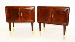 Pamono Italian Walnut Nightstands, 1950s, Set of 2 New
