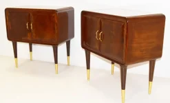 Pamono Italian Walnut Nightstands, 1950s, Set of 2 New