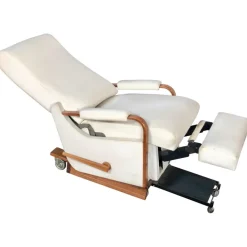 Pamono Italian White Leather La-Z-Boy Rocking Armchair by Pizzetti Roma, 1960s New