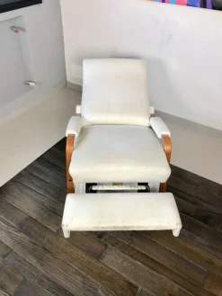 Pamono Italian White Leather La-Z-Boy Rocking Armchair by Pizzetti Roma, 1960s New