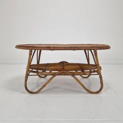 Pamono Italian Wicker and Rattan Coffee Table, 1970s Discount