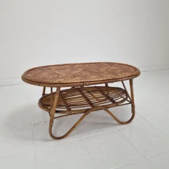 Pamono Italian Wicker and Rattan Coffee Table, 1970s Discount