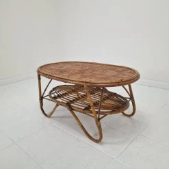 Pamono Italian Wicker and Rattan Coffee Table, 1970s Discount