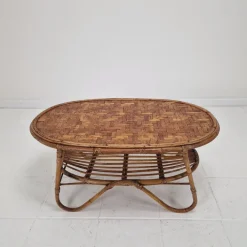 Pamono Italian Wicker and Rattan Coffee Table, 1970s Discount