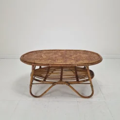 Pamono Italian Wicker and Rattan Coffee Table, 1970s Discount