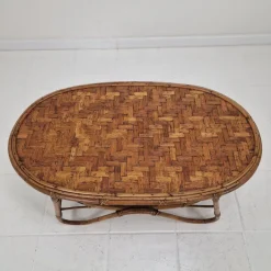 Pamono Italian Wicker and Rattan Coffee Table, 1970s Discount