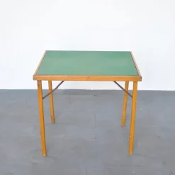 Pamono Italian Wood & Fabric Game Table, 1960s