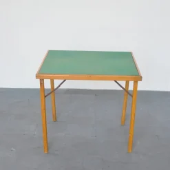 Pamono Italian Wood & Fabric Game Table, 1960s