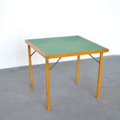 Pamono Italian Wood & Fabric Game Table, 1960s