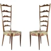 Pamono Italian Wood and Fabric High-Back Chairs from Minotti, 1950s, Set of 2 Hot