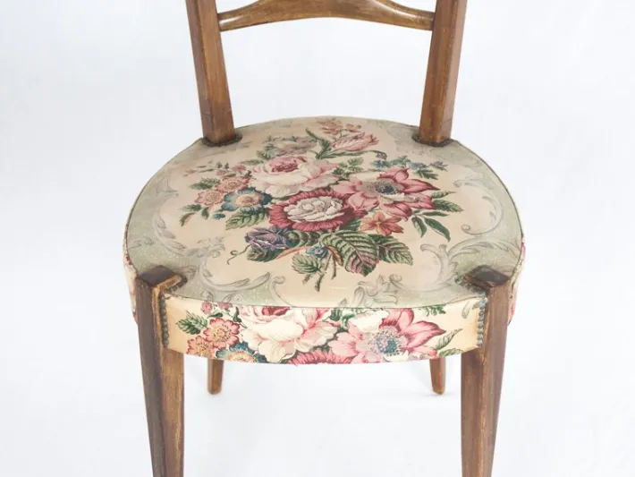 Pamono Italian Wood and Fabric High-Back Chairs from Minotti, 1950s, Set of 2 Hot