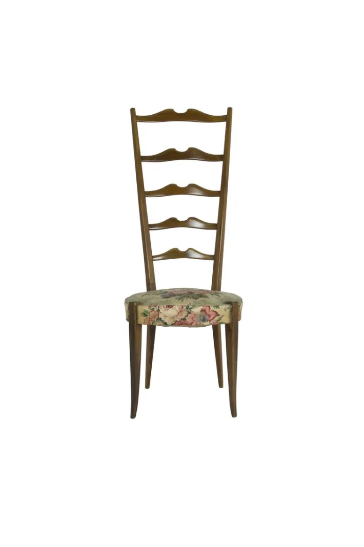 Pamono Italian Wood and Fabric High-Back Chairs from Minotti, 1950s, Set of 2 Hot