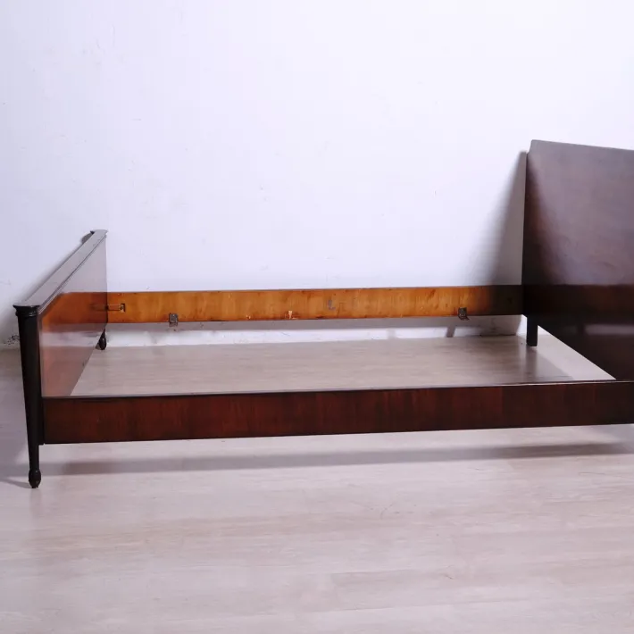 Pamono Italian Wooden Double Bed from Brembilla, Bergamo, 1950s-1960s Clearance
