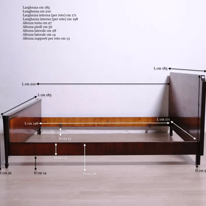 Pamono Italian Wooden Double Bed from Brembilla, Bergamo, 1950s-1960s Clearance