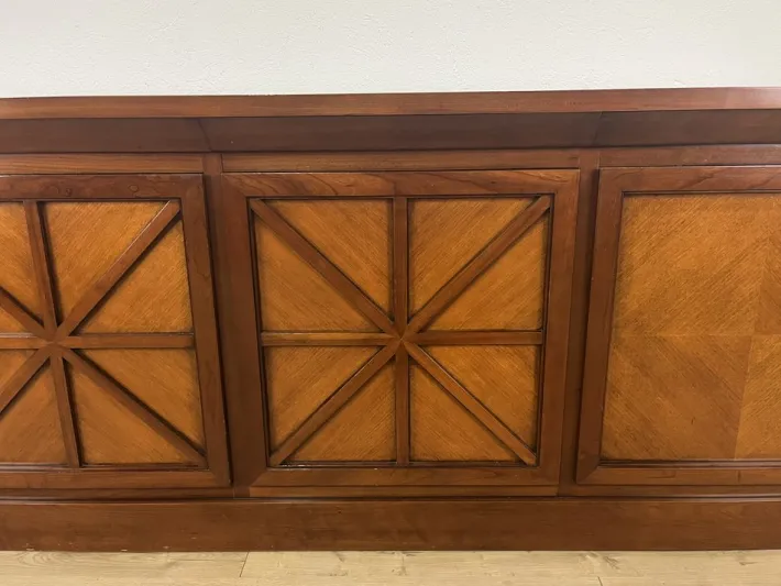 Pamono Italian Wooden Sideboard with Cross Motifs, 1980s