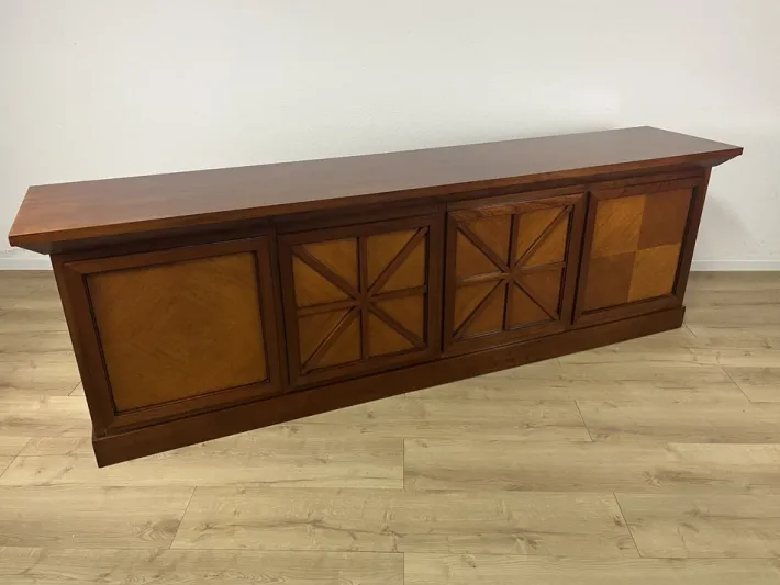 Pamono Italian Wooden Sideboard with Cross Motifs, 1980s