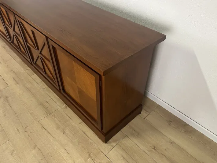 Pamono Italian Wooden Sideboard with Cross Motifs, 1980s