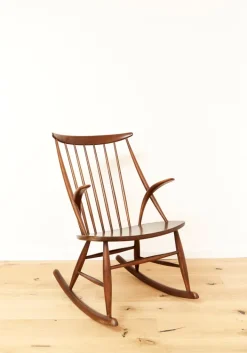 Pamono IW3 Rocking Chair by Illum Wikkelsø for Niels Eilersen, 1960s