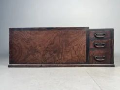 Pamono Japanese Keyaki Hibachi with Three Drawers New