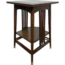 Pamono Jugendstil Side Table with Blue Tiles Top attributed to Adolf Loos, 1890s Sale