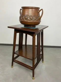 Pamono Jugendstil Side Table with Blue Tiles Top attributed to Adolf Loos, 1890s Sale