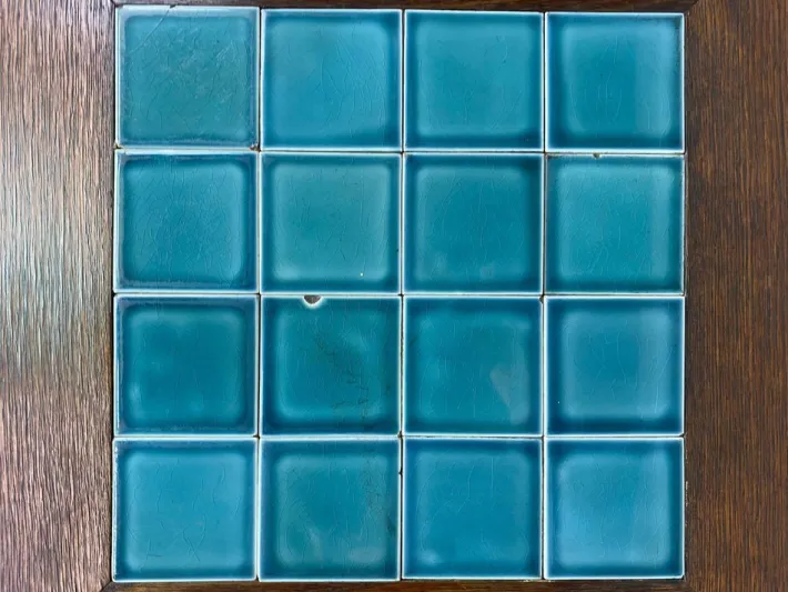 Pamono Jugendstil Side Table with Blue Tiles Top attributed to Adolf Loos, 1890s Sale