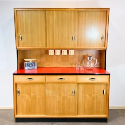 Pamono Kitchen Cupboard with Red Formica Top from Baumann Möbel, 1960s Online