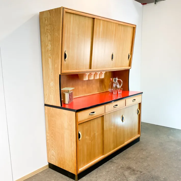Pamono Kitchen Cupboard with Red Formica Top from Baumann Möbel, 1960s Online