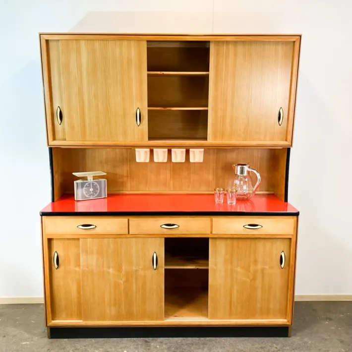 Pamono Kitchen Cupboard with Red Formica Top from Baumann Möbel, 1960s Online