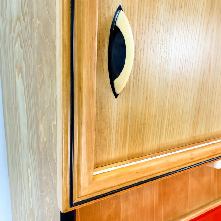 Pamono Kitchen Cupboard with Red Formica Top from Baumann Möbel, 1960s Online