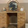 Pamono Knee Hole Cane and Bamboo Dressing Table with Surround Attached Mirrors Sale