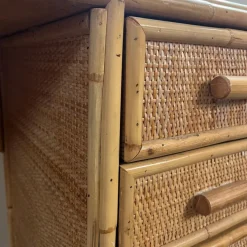 Pamono Knee Hole Cane and Bamboo Dressing Table with Surround Attached Mirrors Sale