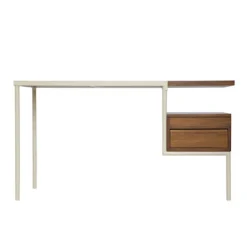Pamono Ktab Cream and Teak Desk by José Pascal for Kann Design New