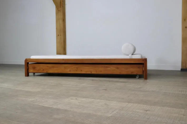 Pamono L03 Daybed in Elm by Pierre Chapo, France, 1960s Best