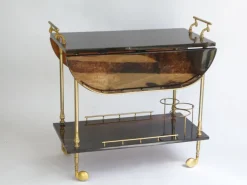 Pamono Lacquered Goatskin Bar Cart by Aldo Tura, 1960s Best