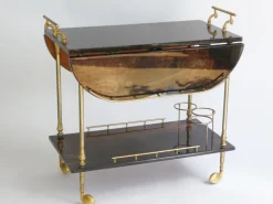Pamono Lacquered Goatskin Bar Cart by Aldo Tura, 1960s Best