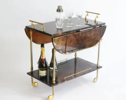 Pamono Lacquered Goatskin Bar Cart by Aldo Tura, 1960s Best