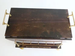 Pamono Lacquered Goatskin Bar Cart by Aldo Tura, 1960s Best