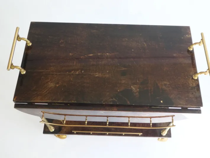 Pamono Lacquered Goatskin Bar Cart by Aldo Tura, 1960s Best