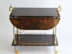 Pamono Lacquered Goatskin Bar Cart by Aldo Tura, 1960s Best