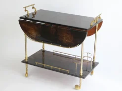 Pamono Lacquered Goatskin Bar Cart by Aldo Tura, 1960s Best