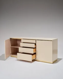 Pamono Lacquered Wood and Brass Sideboard, 1970s Hot