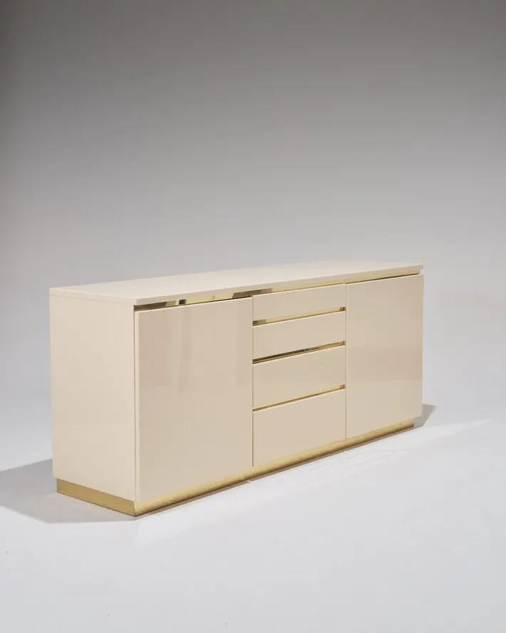 Pamono Lacquered Wood and Brass Sideboard, 1970s Hot