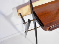 Pamono Lacquered Wood Dressing Table with Glass Top and Mirror, 1950s New