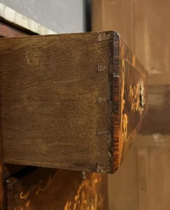 Pamono Ladys Secretary in Noble Wood Marquetry Depicting Floral Scrolls and Vase Best