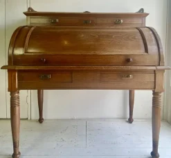 Pamono Large Antique Cylinder Writing Desk in Oak New