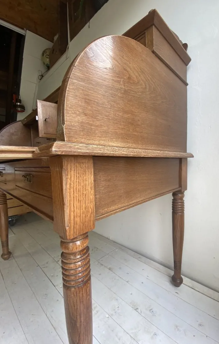 Pamono Large Antique Cylinder Writing Desk in Oak New