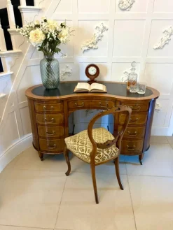 Pamono Large Antique Edwardian Inlaid Mahogany Freestanding Kidney Shaped Desk, 1900s Discount